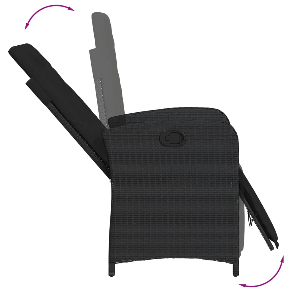 Matgrupp för trädgården med dynor 9 delar svart konstrottning