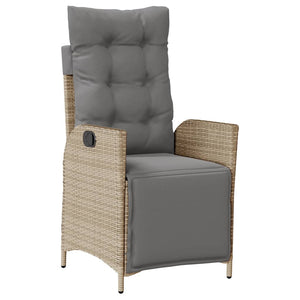 Matgrupp för trädgården med dynor 7 delar beige konstrotting