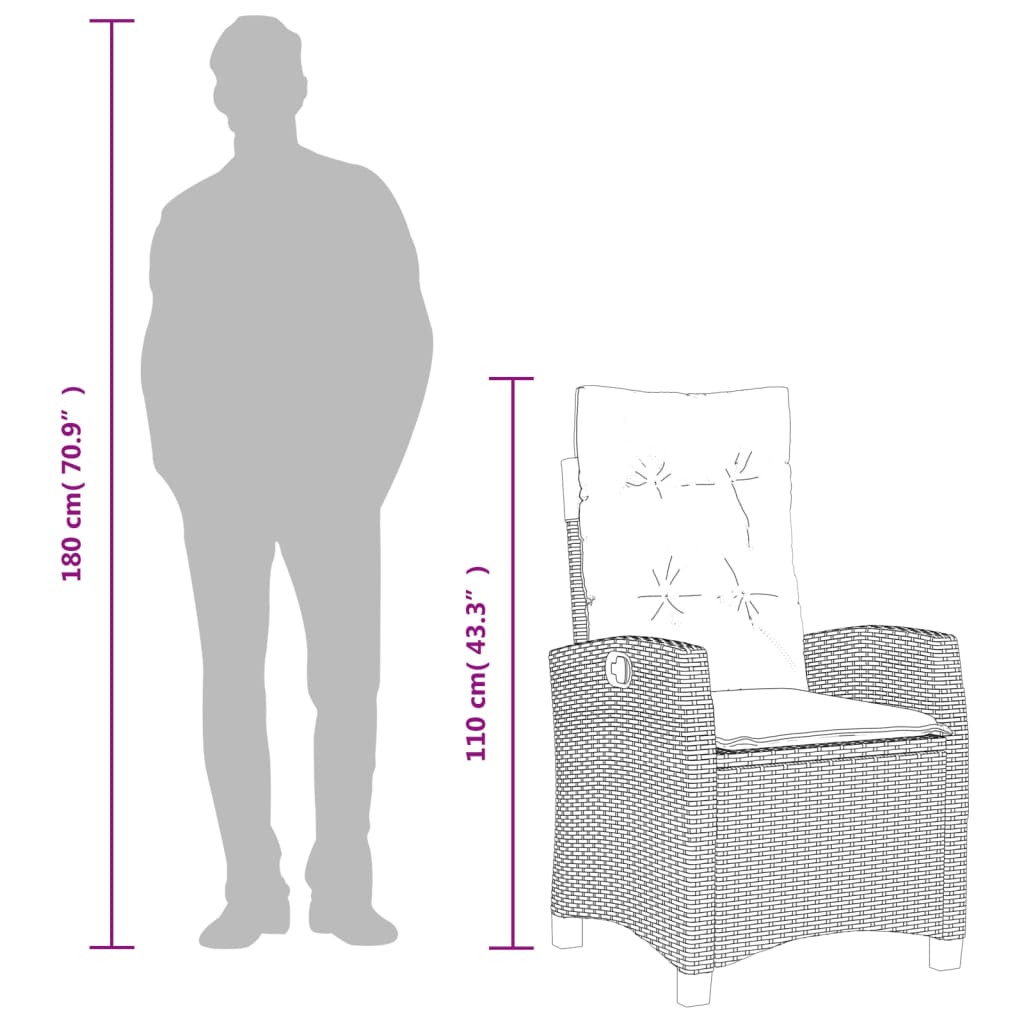 Matgrupp för trädgården med dynor 5 delar ljusgrå konstrottning