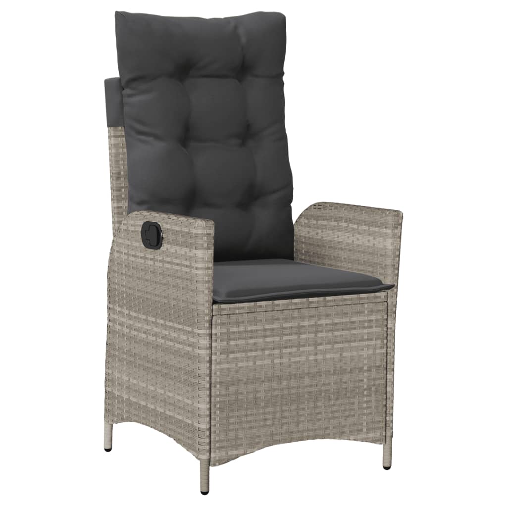 Matgrupp för trädgården med dynor 7 delar ljusgrå konstrotting