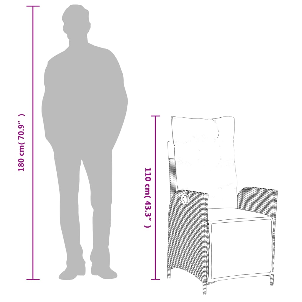 Matgrupp för trädgården med dynor 5 delar svart konstrottning