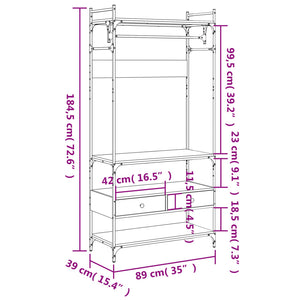 Garderob med lådor sonoma-ek 89x39x184,5 cm konstruerat trä - njoyroom