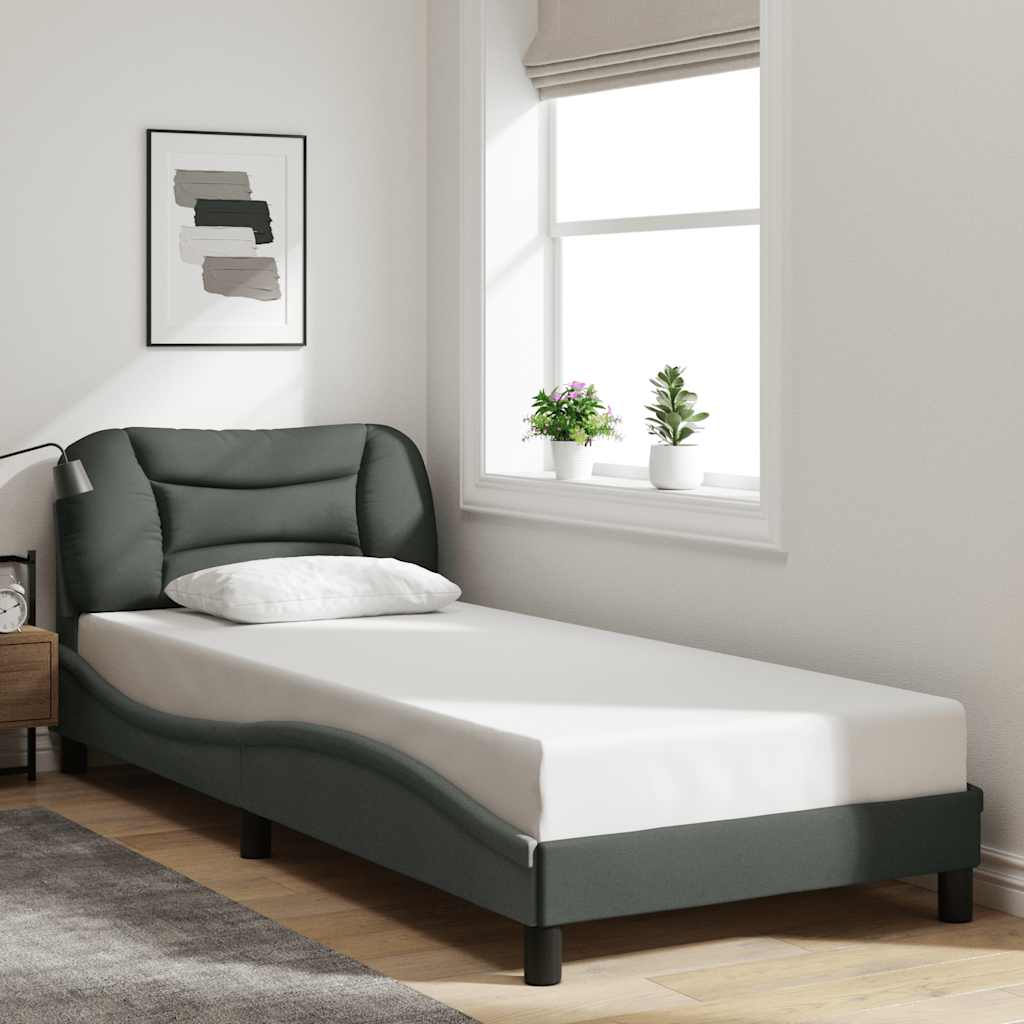 Bed Frame without Mattress "Hvar" Dark Grey 80x200 cm Fabric