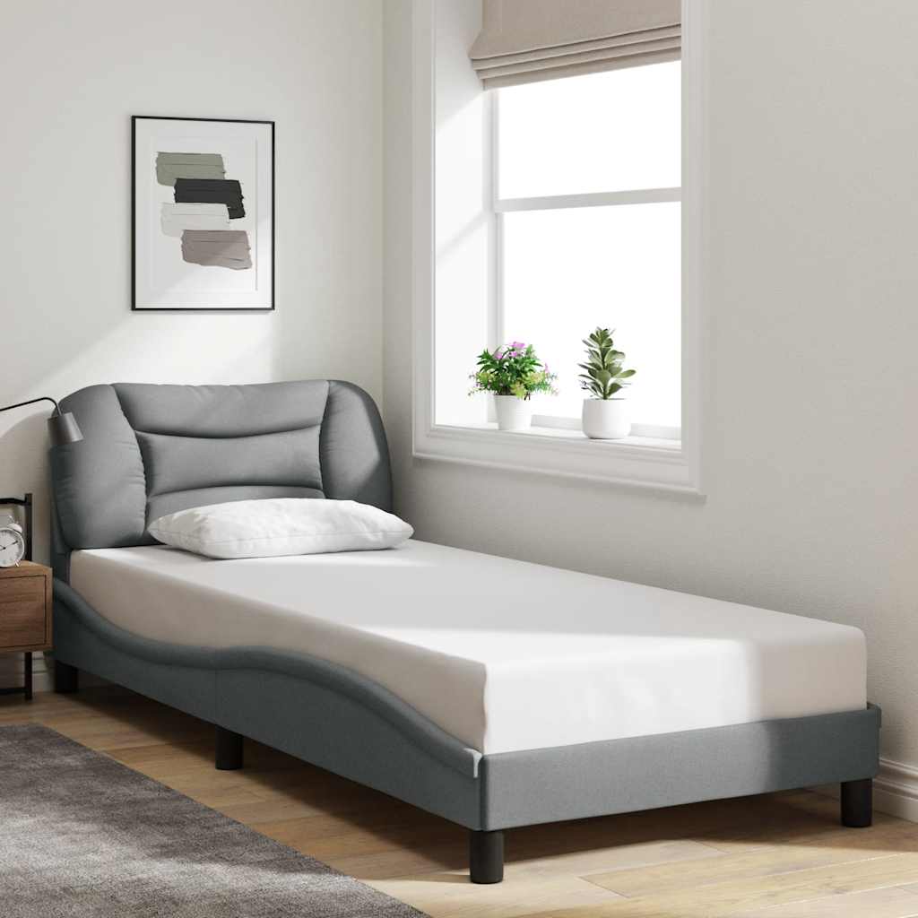 Bed Frame without Mattress "Hvar" Light Grey 90x200 cm Fabric