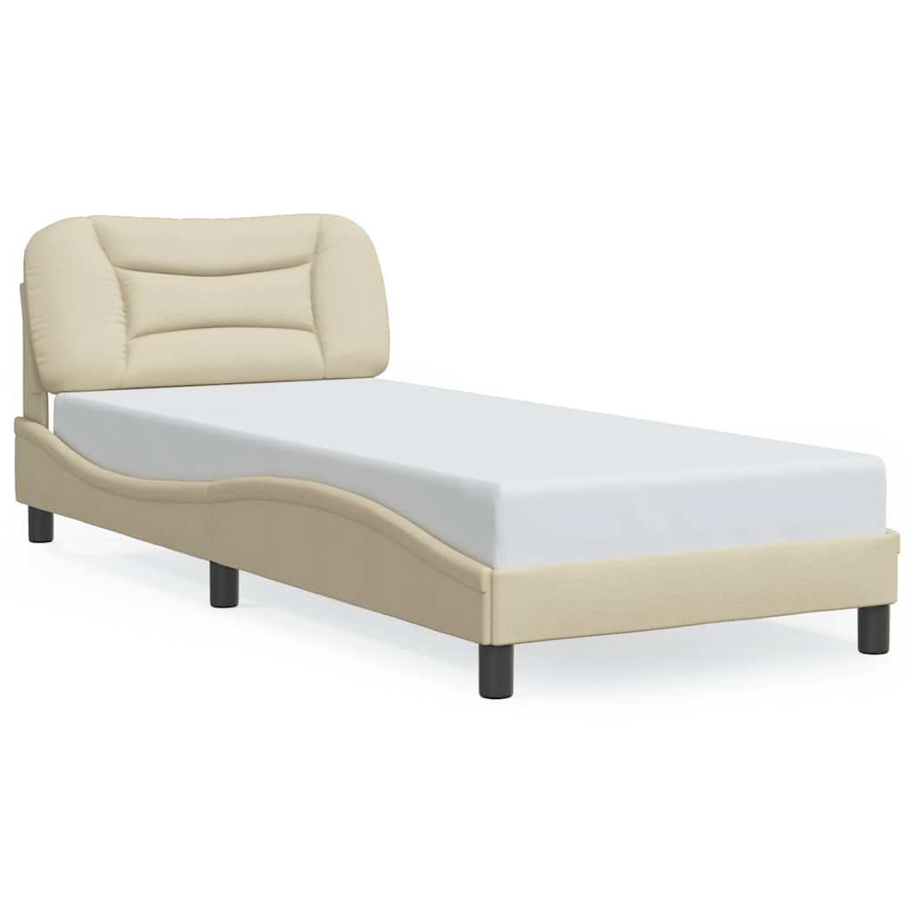 Bed Frame without Mattress "Hvar" Cream 90x200 cm Fabric