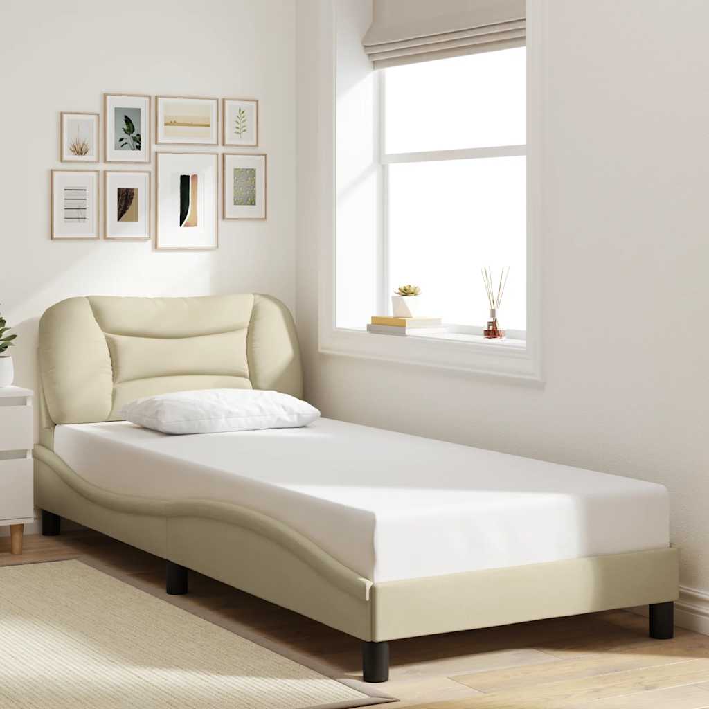 Bed Frame without Mattress "Hvar" Cream 90x200 cm Fabric