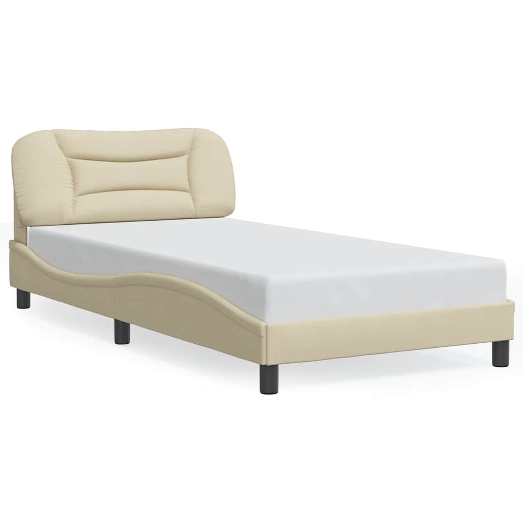 Bed Frame without Mattress "Hvar" Cream 100x200 cm Fabric