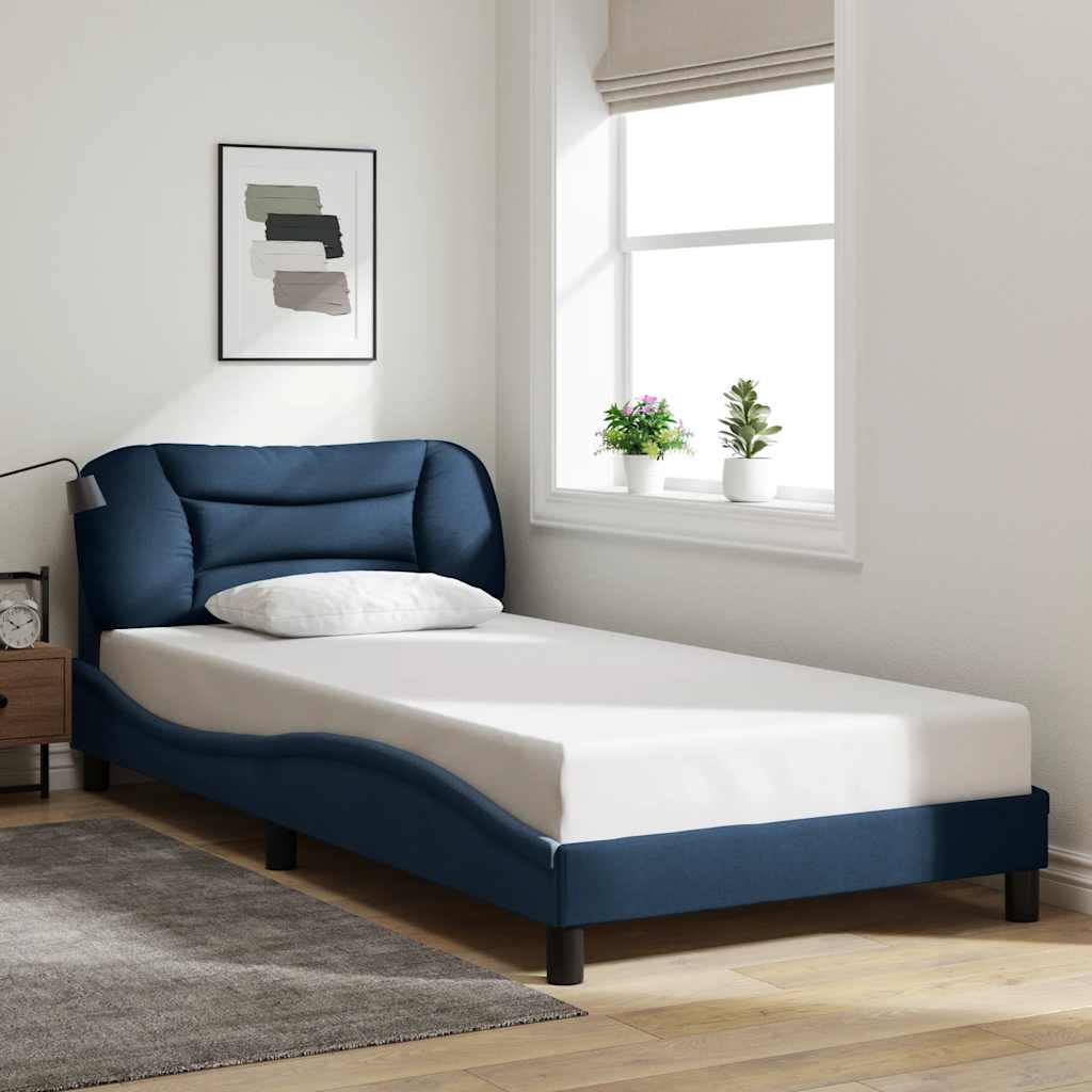 Bed Frame without Mattress "Hvar" Blue 100x200 cm Fabric