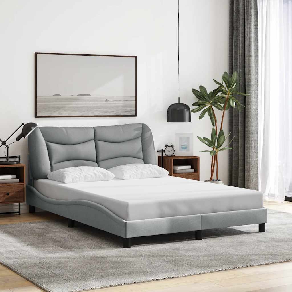Bed Frame without Mattress "Hvar" Light Grey 140x190 cm Fabric