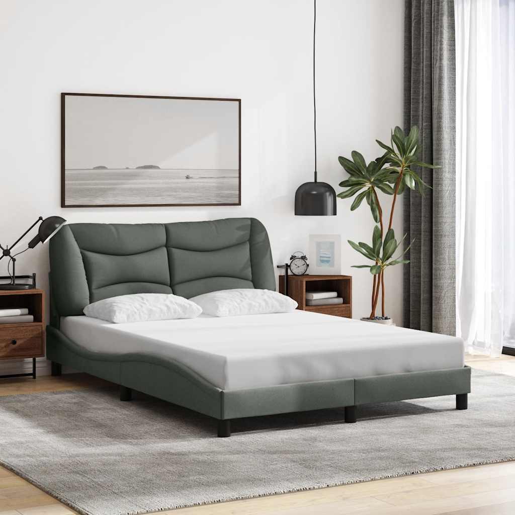 Bed Frame without Mattress "Hvar" Dark Grey 140x200 cm Fabric