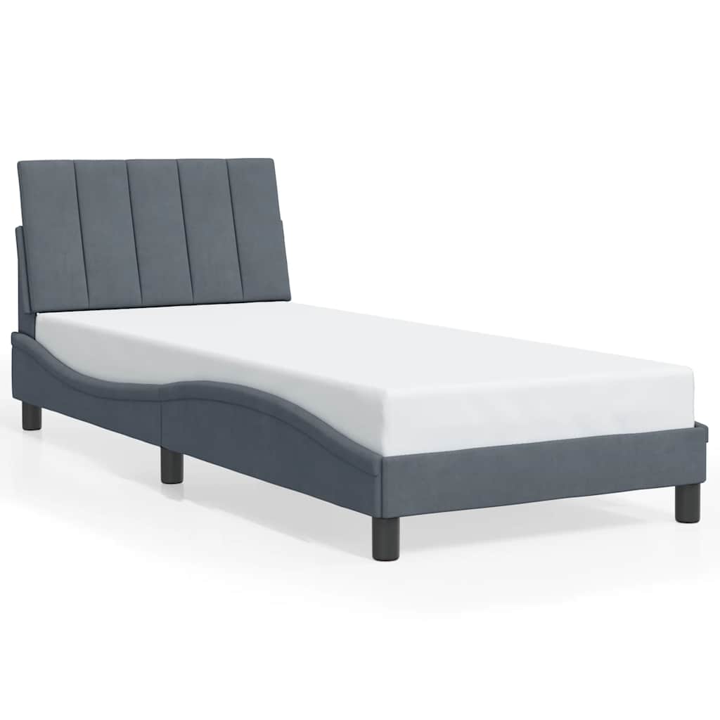 Bed Frame without Mattress "Hanko" Dark Grey 80x200 cm Velvet