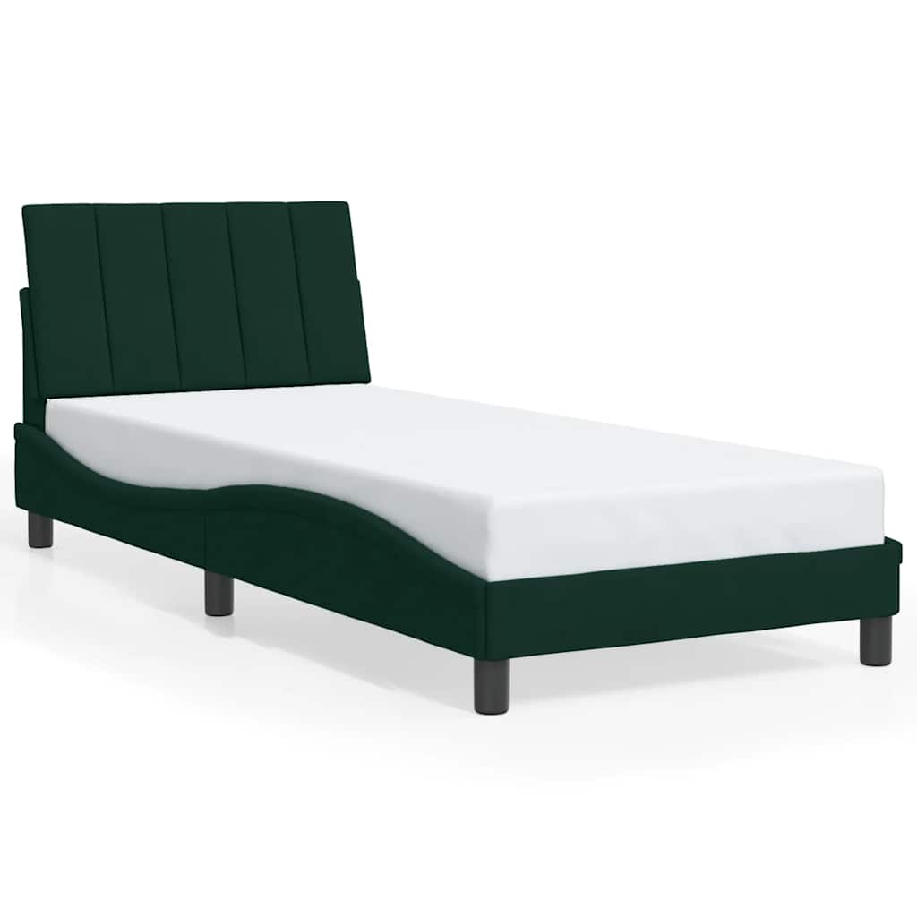 Bed Frame without Mattress "Hanko" Dark Green 80x200 cm Velvet
