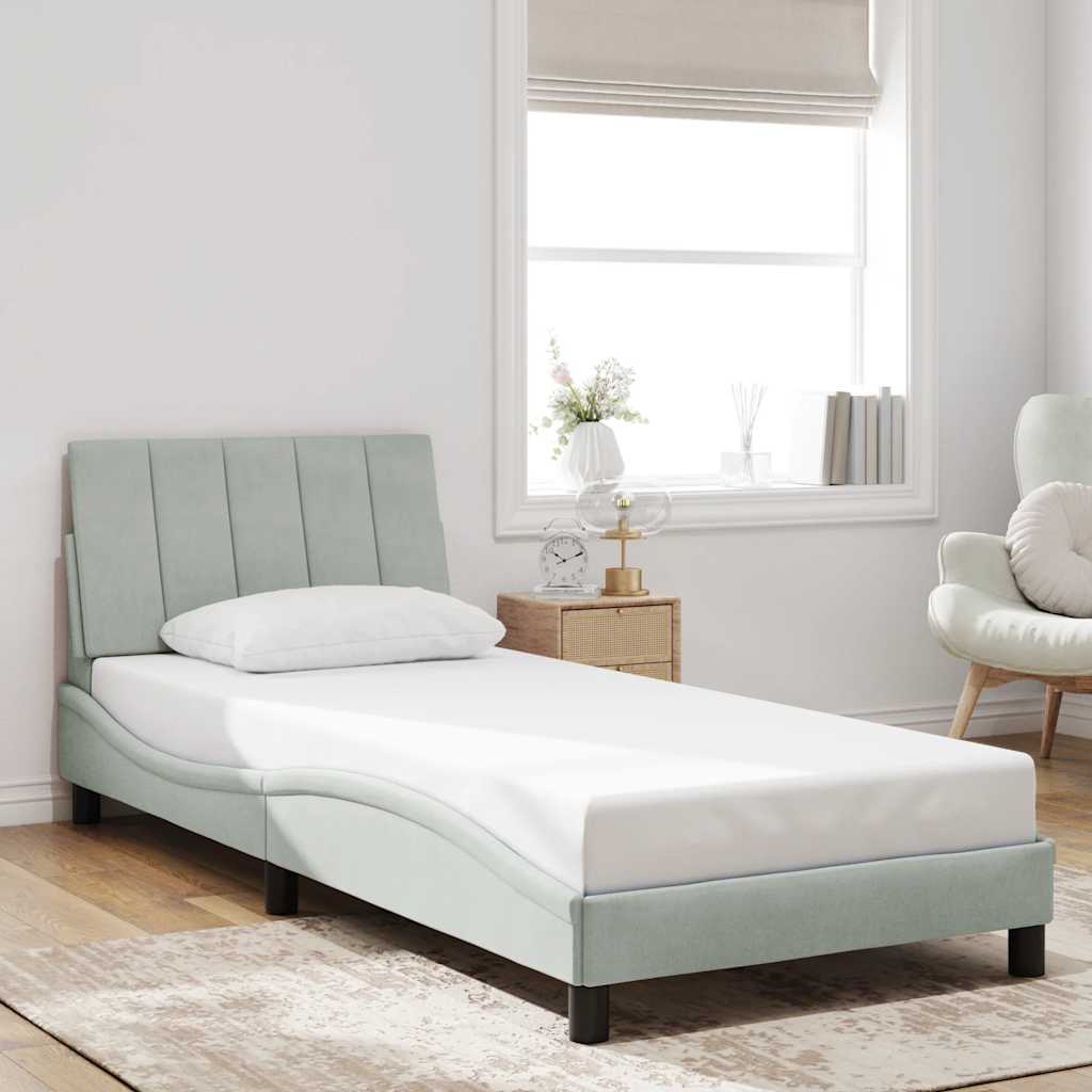 Bed Frame without Mattress "Hanko" Light Grey 90x190 cm Velvet