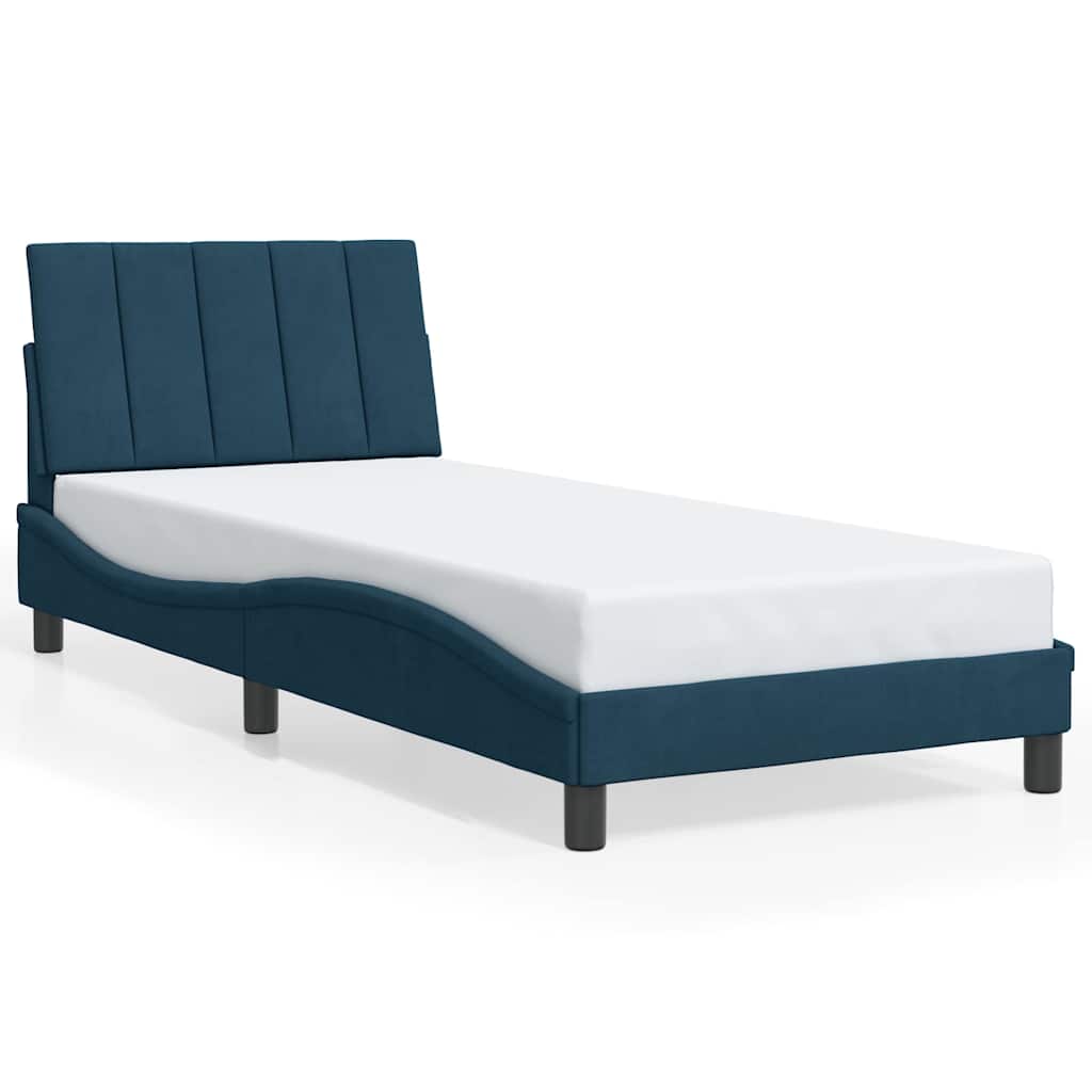 Bed Frame without Mattress "Hanko" Blue 90x200 cm Velvet