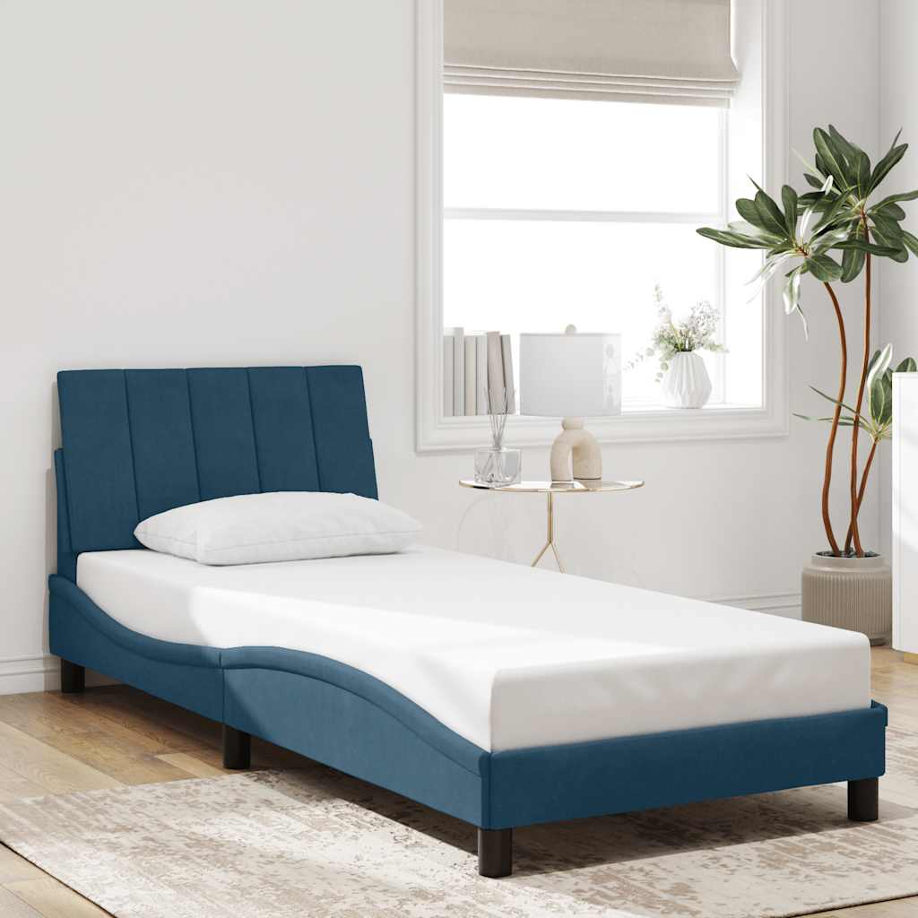 Bed Frame without Mattress "Hanko" Blue 90x200 cm Velvet