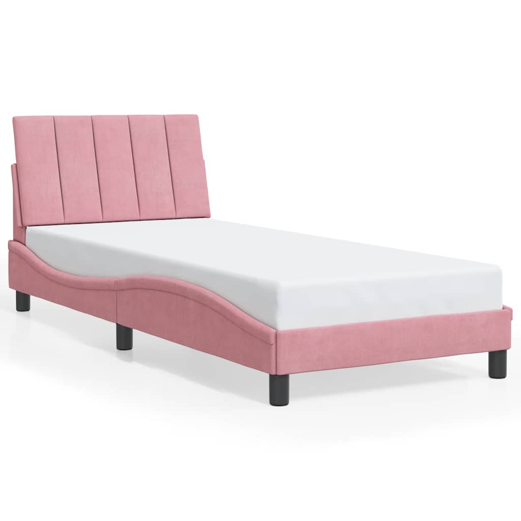 Bed Frame without Mattress "Hanko" Pink 90x200 cm Velvet