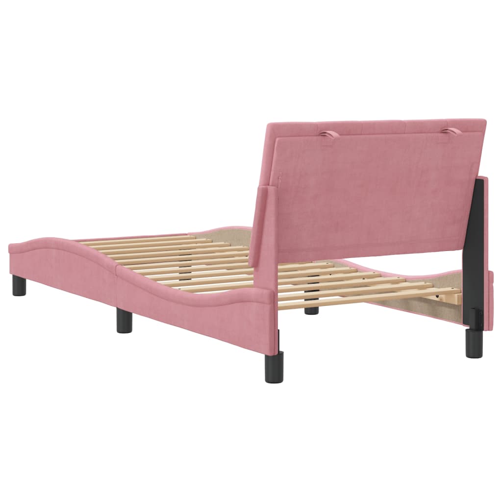 Bed Frame without Mattress "Hanko" Pink 90x200 cm Velvet
