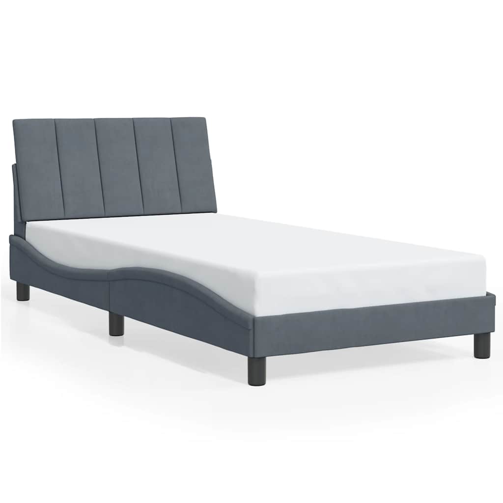 Bed Frame without Mattress "Hanko" Dark Grey 100x200 cm Velvet