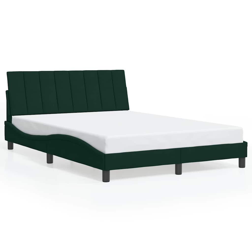 Bed Frame without Mattress "Hanko" Dark Green 140x190 cm Velvet