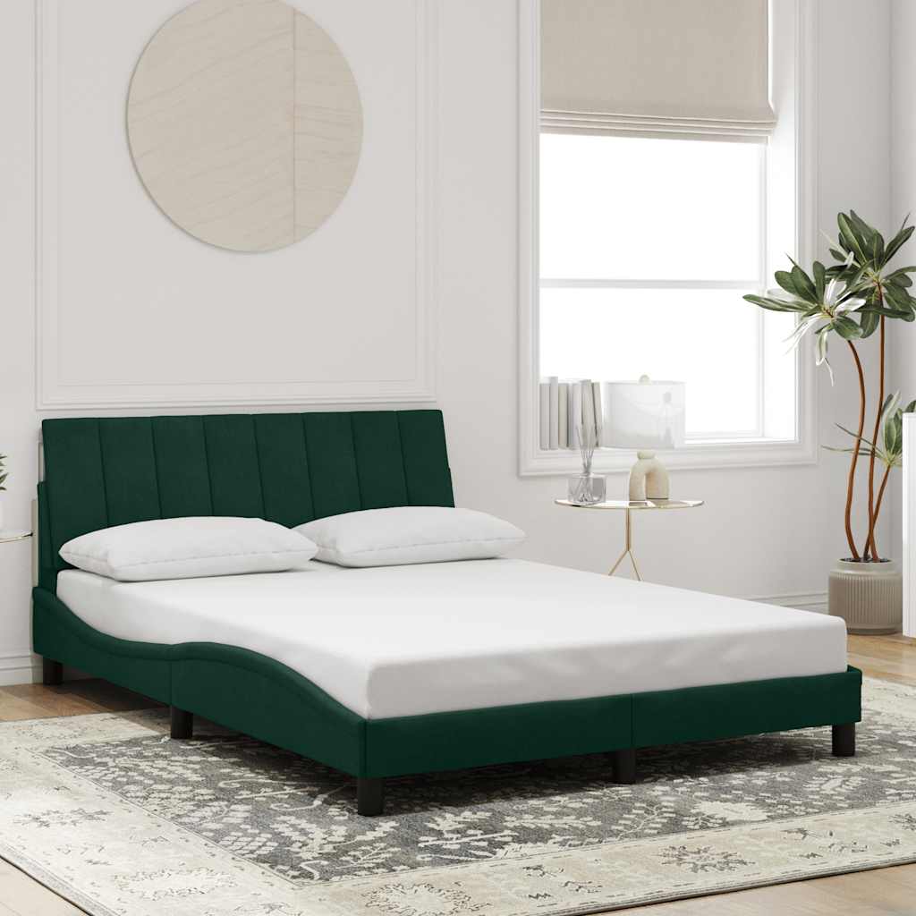 Bed Frame without Mattress "Hanko" Dark Green 140x190 cm Velvet