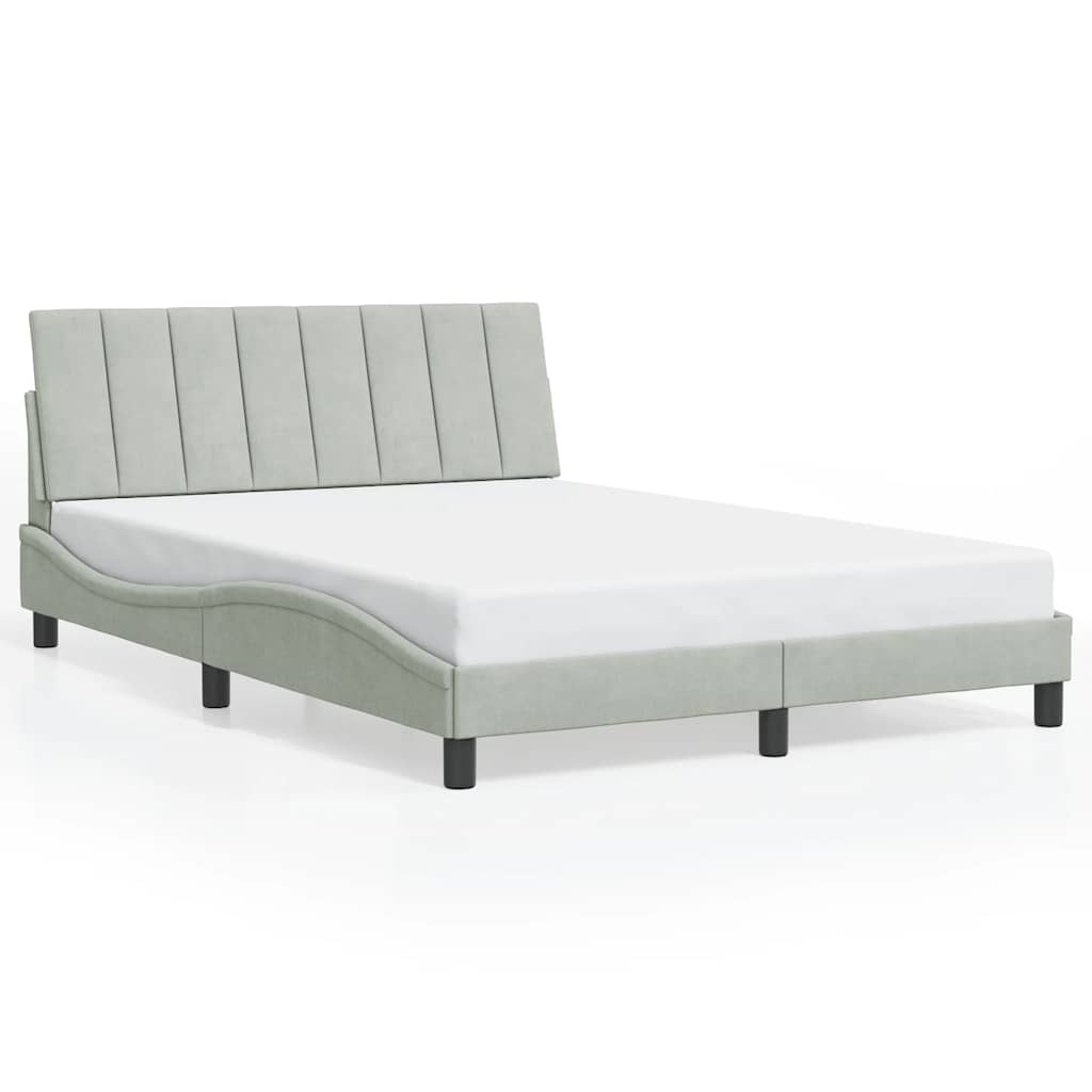Bed Frame without Mattress "Hanko" Light Grey 140x200 cm Velvet