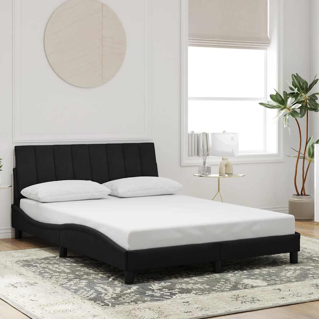 Bed Frame without Mattress "Hanko" Black 140x200 cm Velvet
