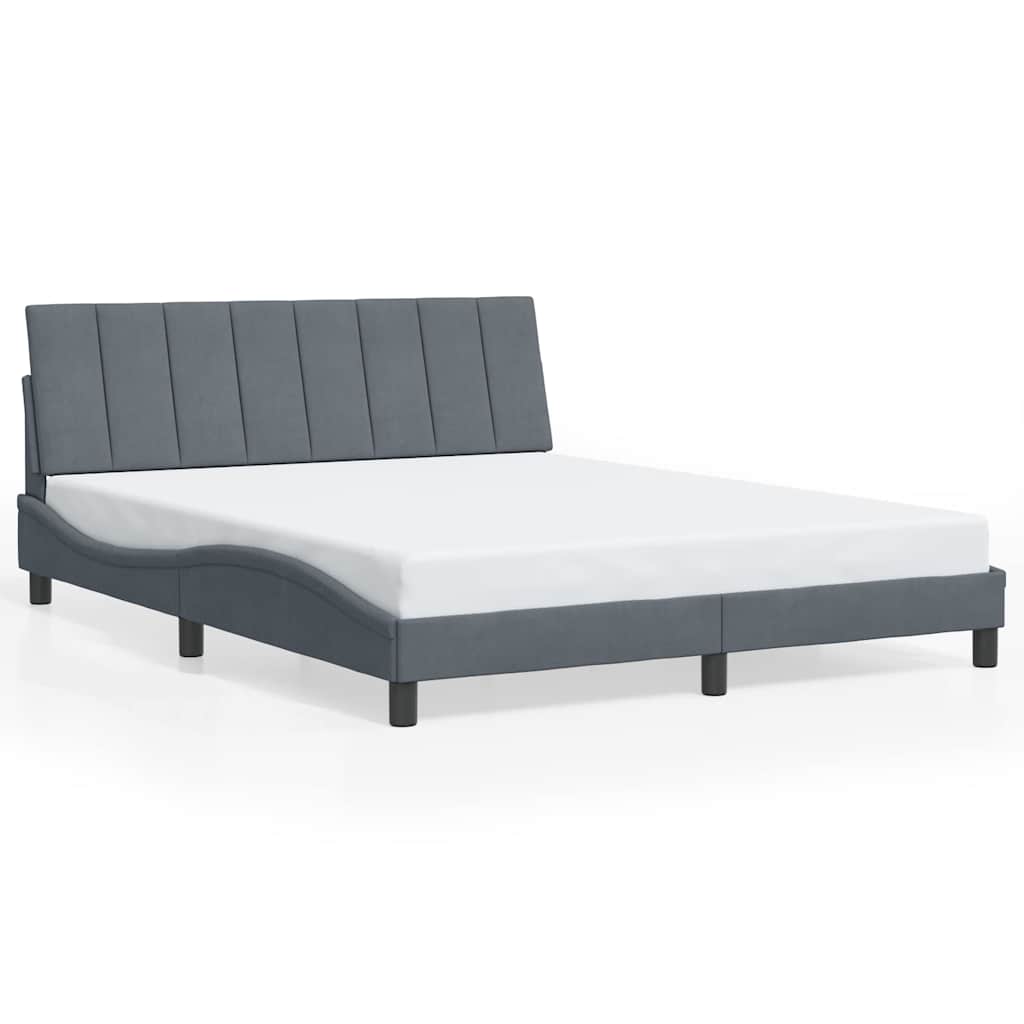Bed Frame without Mattress "Hanko" Dark Grey 160x200 cm Velvet