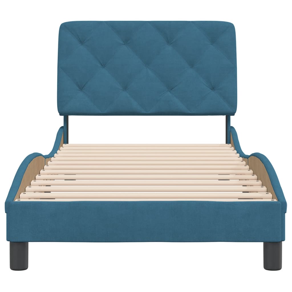 Bed Frame without Mattress Blue 90x190 cm Velvet
