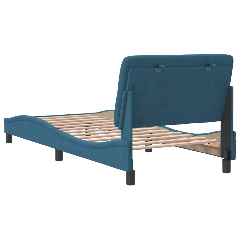 Bed Frame without Mattress Blue 90x190 cm Velvet