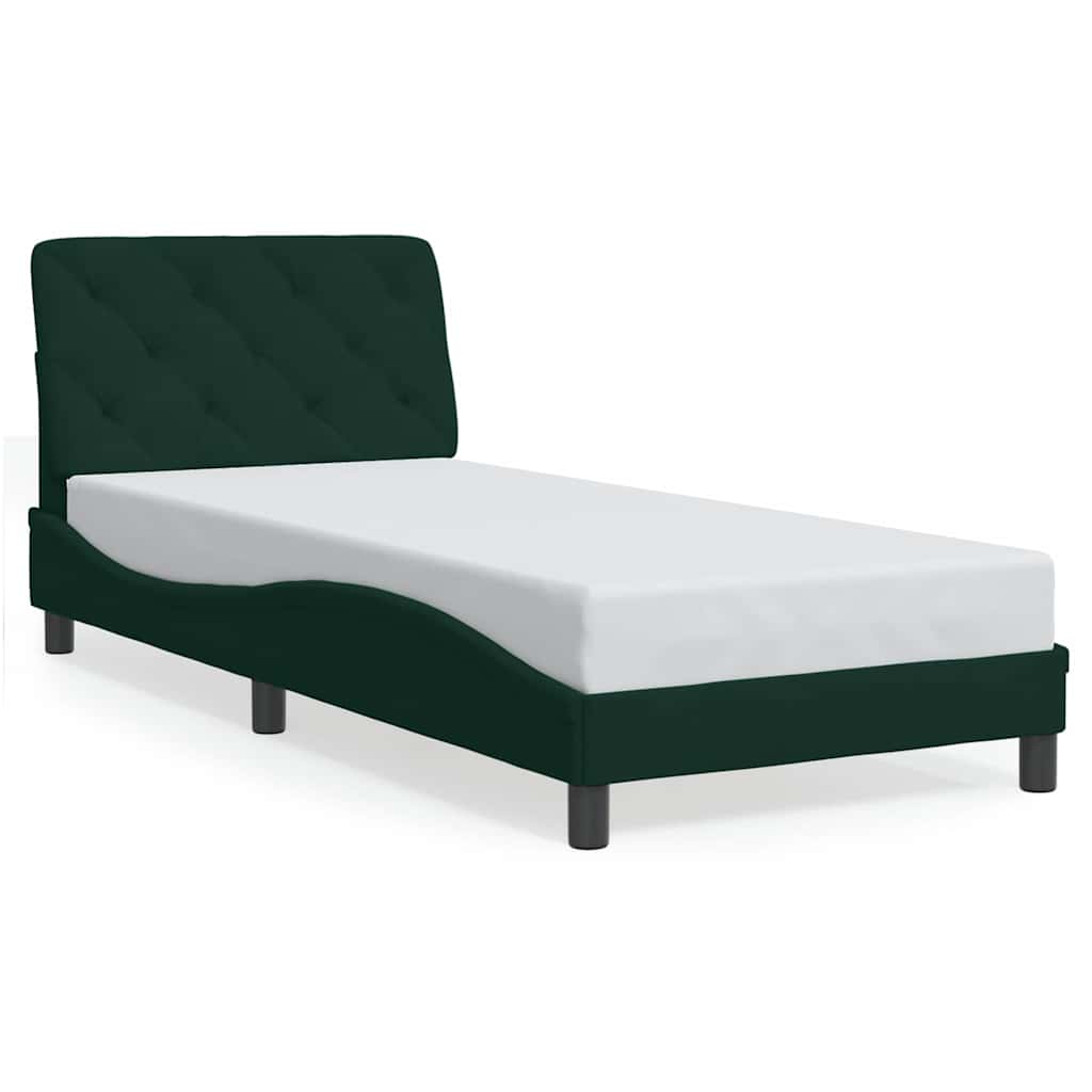 Bed Frame without Mattress Dark Green 90x200 cm Velvet