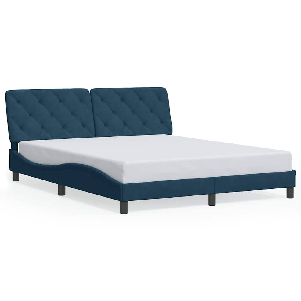 Bed Frame without Mattress Blue 160x200 cm Velvet