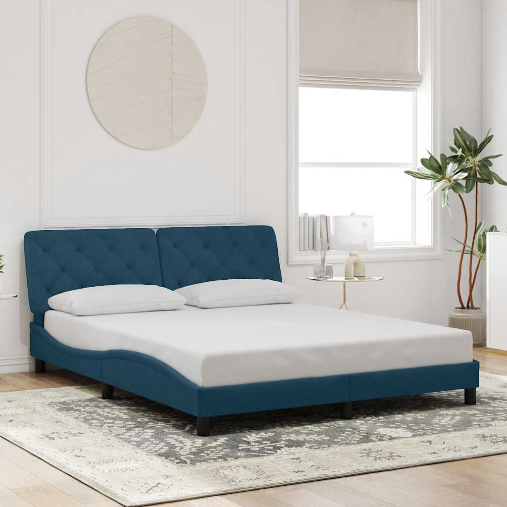 Bed Frame without Mattress Blue 160x200 cm Velvet