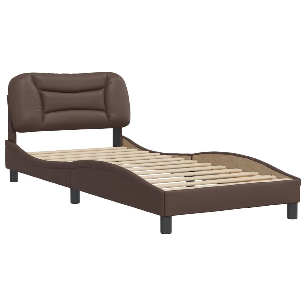 Bed Frame without Mattress "Hvar" Brown 80x200 cm Faux Leather