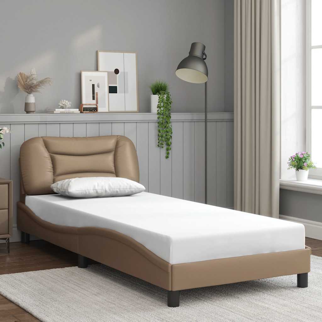 Bed Frame without Mattress "Hvar" Cappuccino 80x200 cm Faux Leather