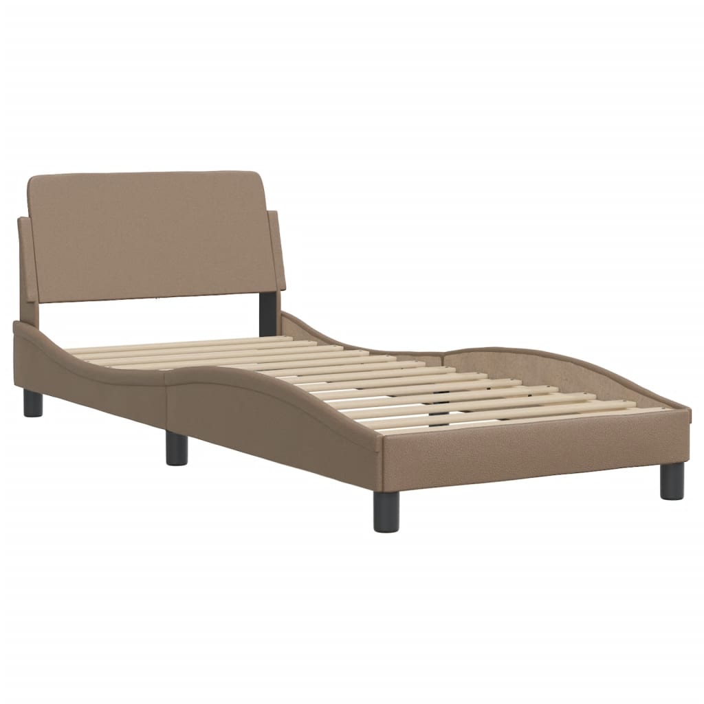 Bed Frame without Mattress "Hvar" Cappuccino 90x190 cm Faux Leather