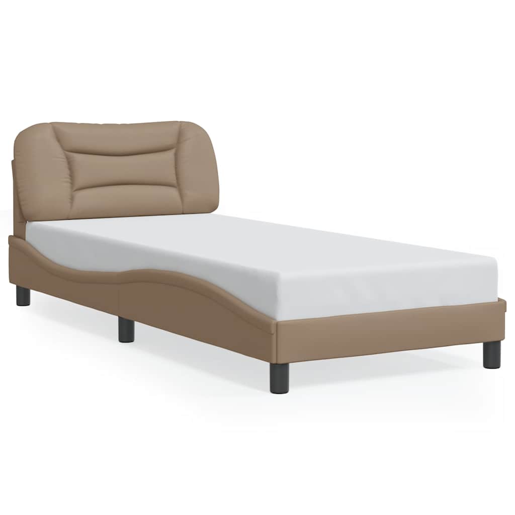 Bed Frame without Mattress "Hvar" Cappuccino 90x200 cm Faux Leather
