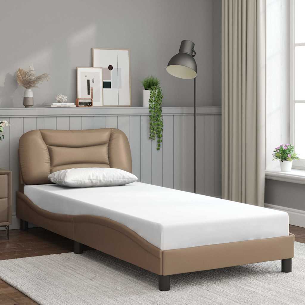 Bed Frame without Mattress "Hvar" Cappuccino 90x200 cm Faux Leather
