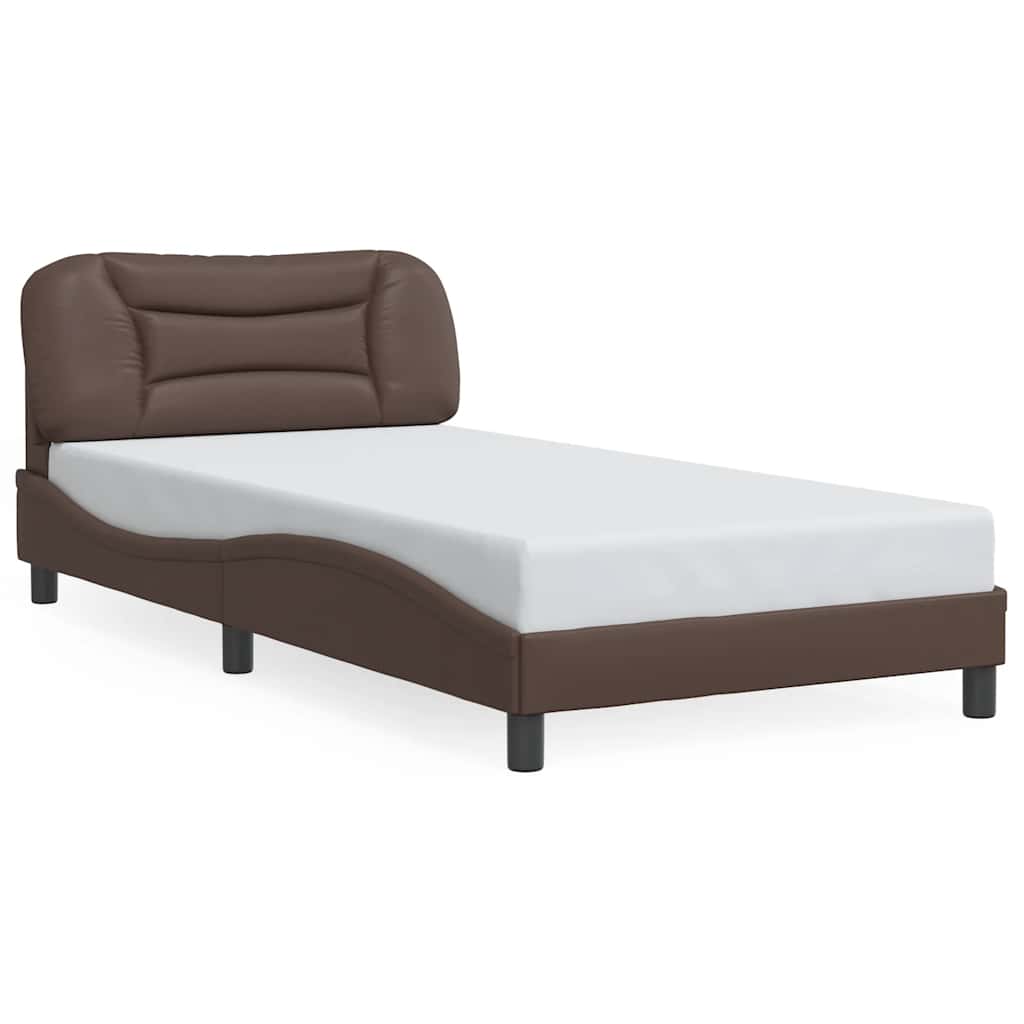 Bed Frame without Mattress "Hvar" Brown 100x200 cm Faux Leather