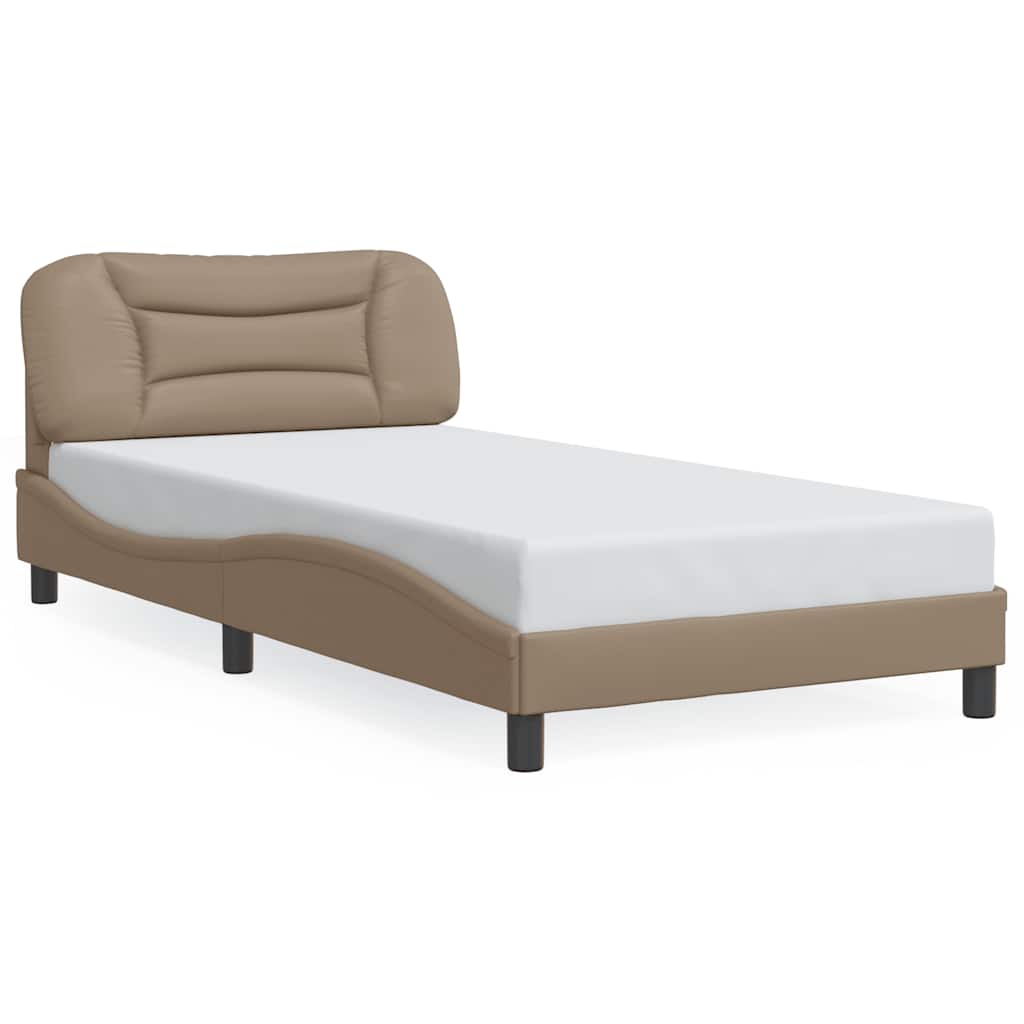Bed Frame without Mattress "Hvar" Cappuccino 100x200 cm Faux Leather
