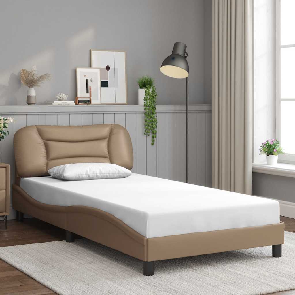 Bed Frame without Mattress "Hvar" Cappuccino 100x200 cm Faux Leather