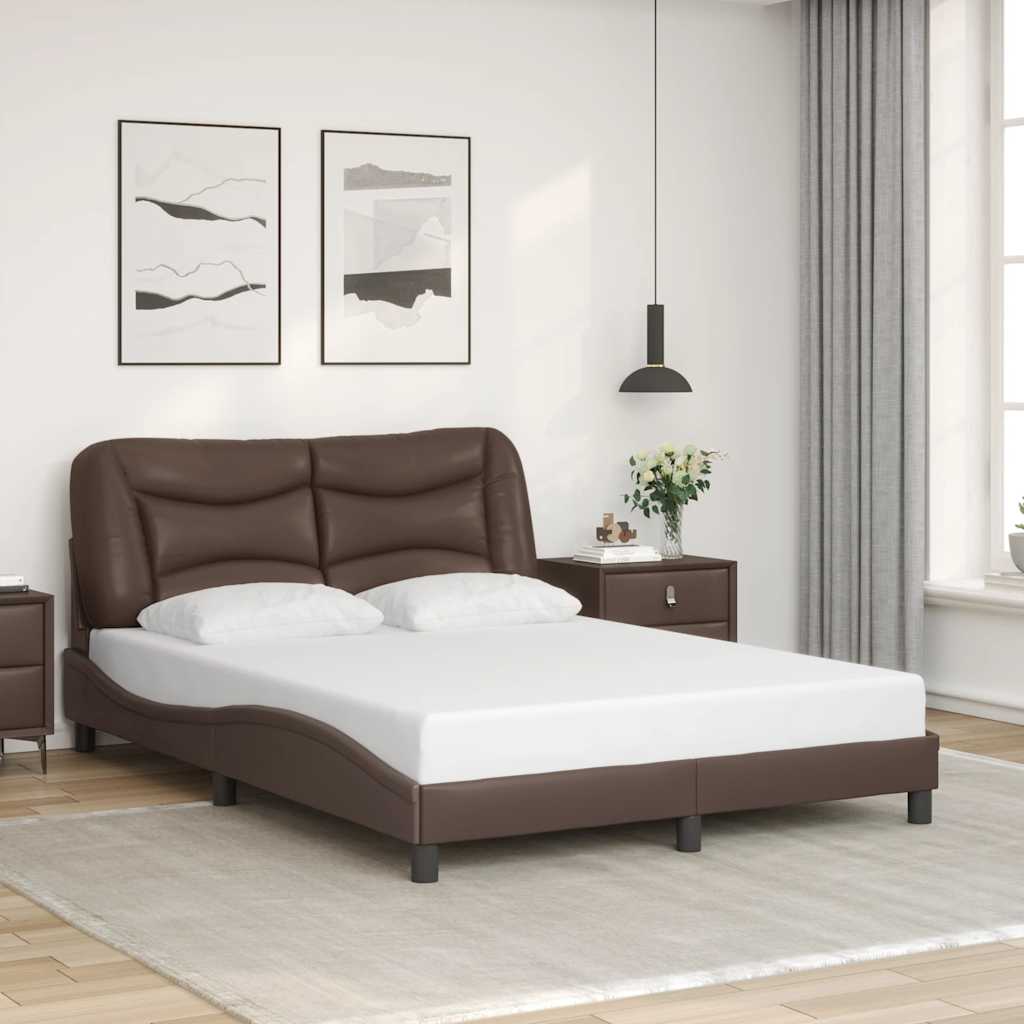 Bed Frame without Mattress "Hvar" Brown 120x200 cm Faux Leather
