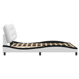 Bed Frame without Mattress "Hvar" White and Black 160x200 cm Faux Leather
