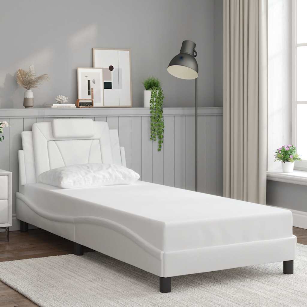 Bed Frame "Viana" without Mattress White 80x200 cm Faux Leather