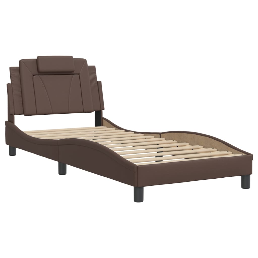Bed Frame "Viana" without Mattress Brown 80x200 cm Faux Leather