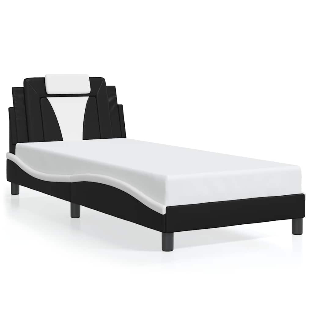 Bed Frame "Viana" without Mattress Black and White 80x200 cm Faux Leather