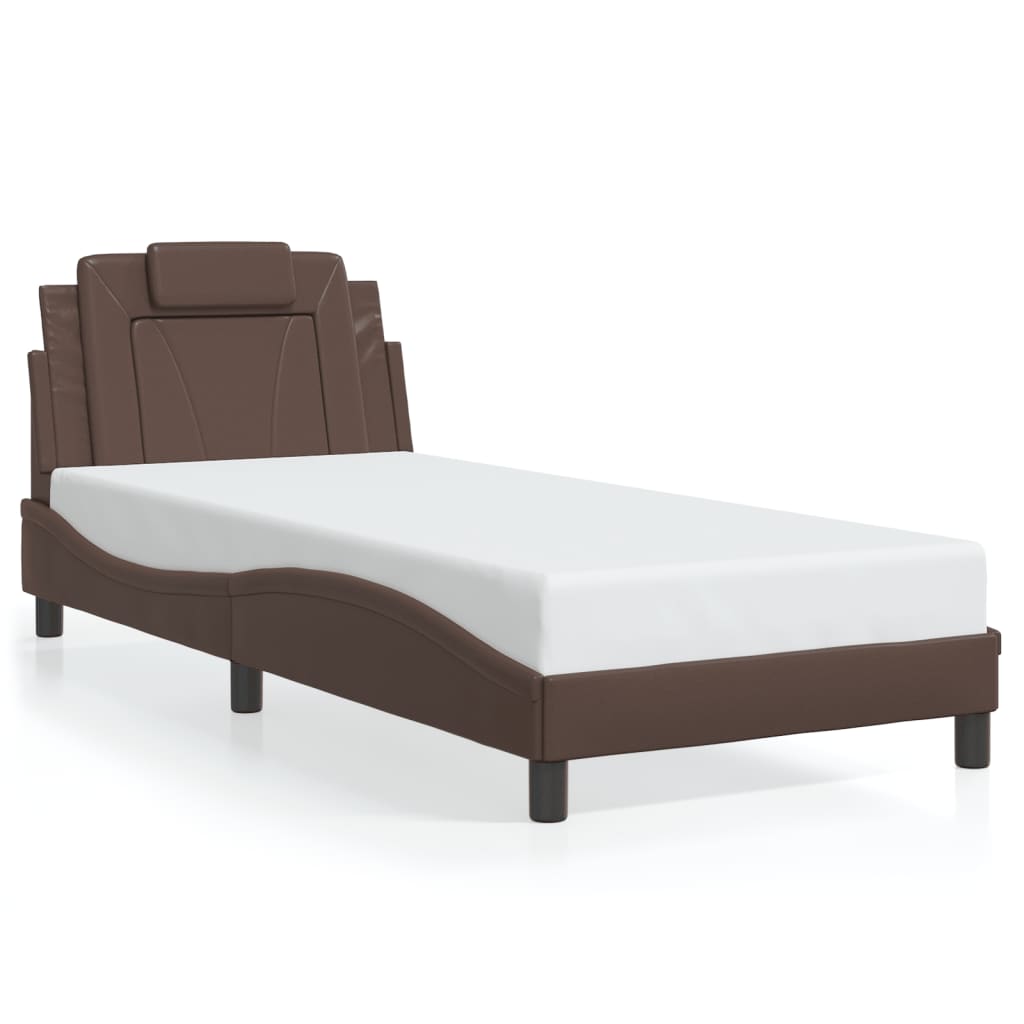 Bed Frame "Viana" without Mattress Brown 90x190 cm Faux Leather