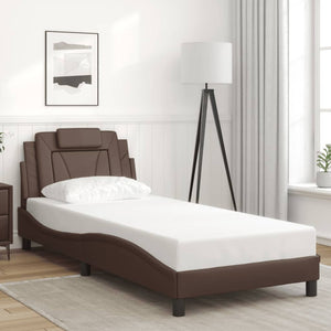 Bed Frame "Viana" without Mattress Brown 90x190 cm Faux Leather