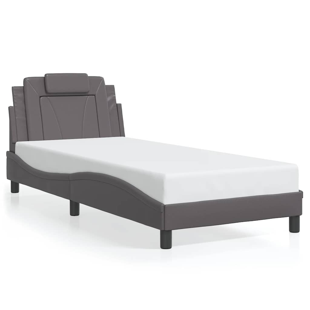 Bed Frame "Viana" without Mattress Grey 90x190 cm Faux Leather