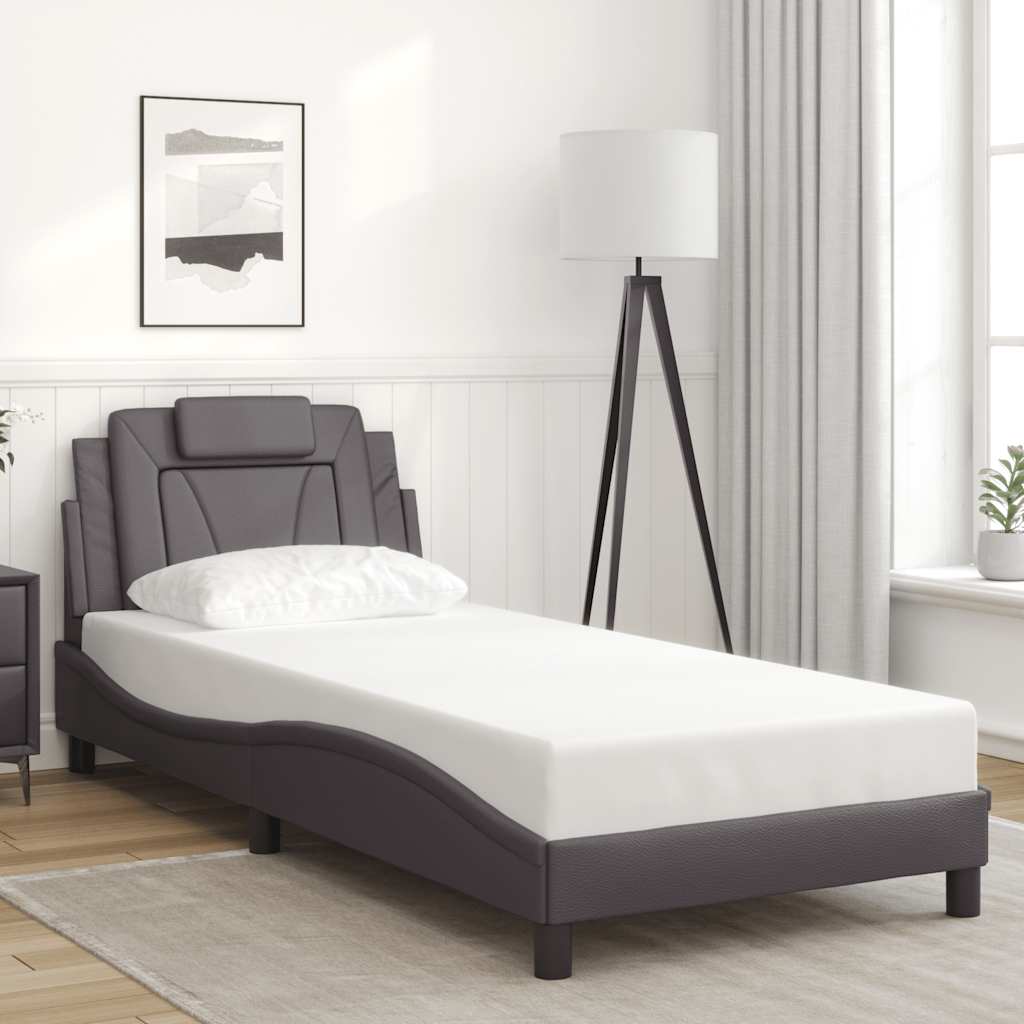 Bed Frame "Viana" without Mattress Grey 90x190 cm Faux Leather