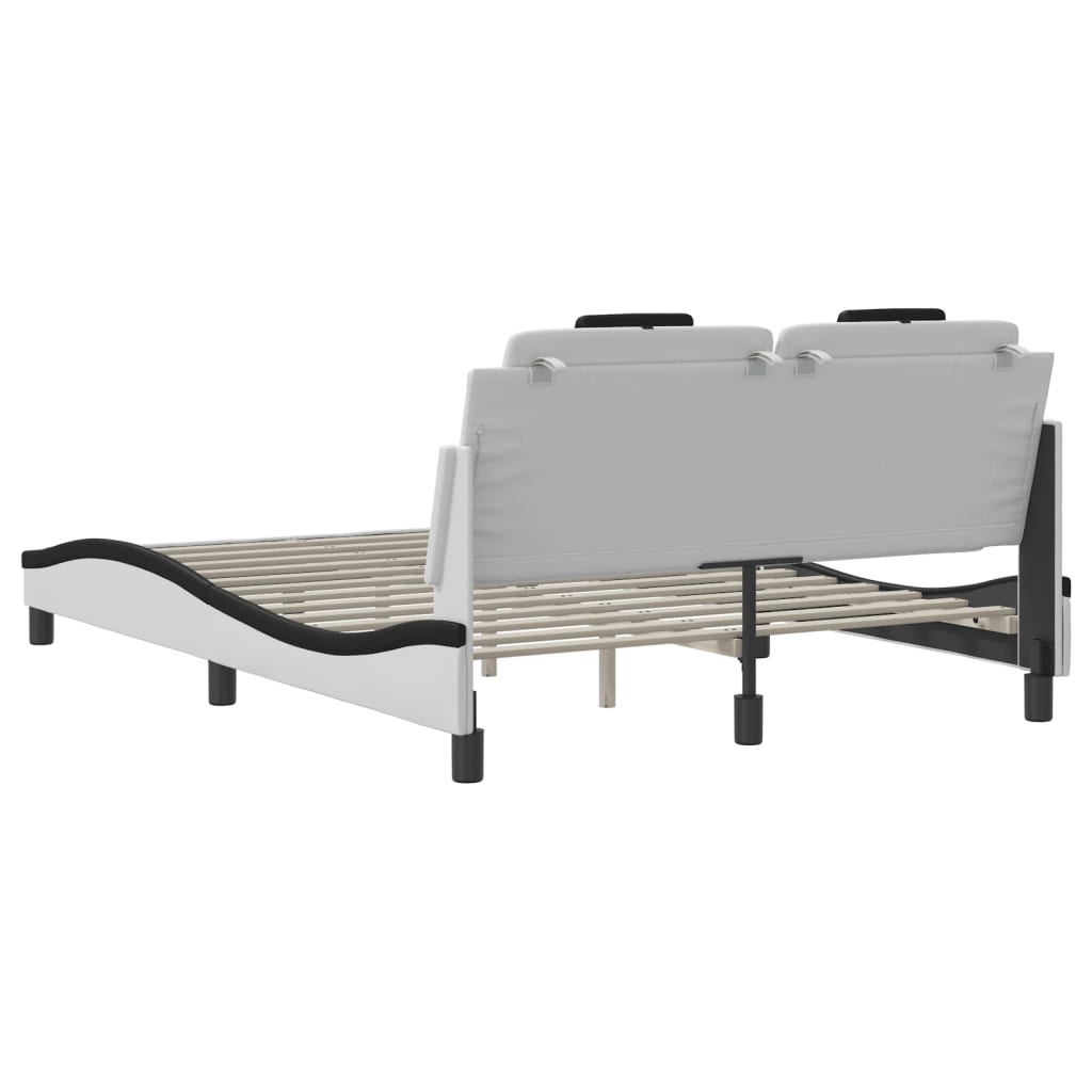 Bed Frame "Viana" without Mattress White and Black 140x200 cm Faux Leather
